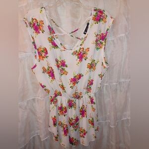 Rouched waist floral top